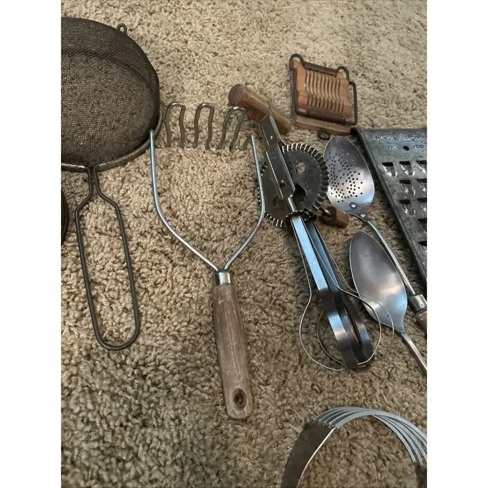 Lot Vintage Kitchen Utensils Tools Gadget Farmhouse Primitive Antique Steel Wood